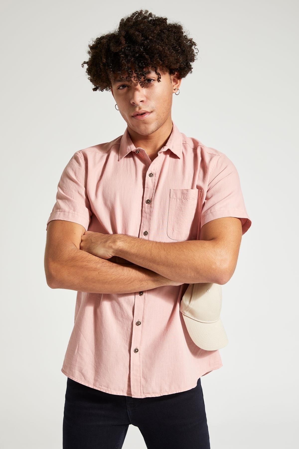 Базовая рубашка Slim Fit с короткими рукавами DeFacto, розовый базовая рубашка slim fit с короткими рукавами defacto хаки