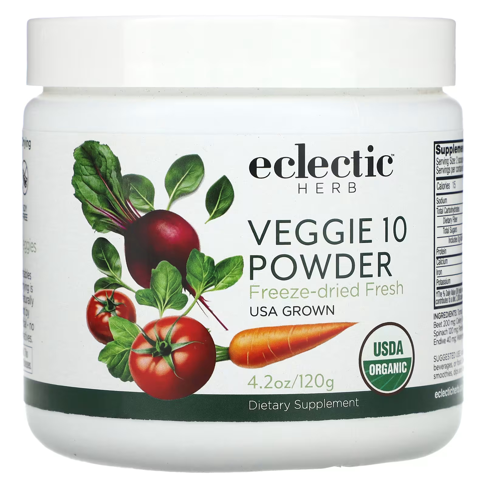 Порошок Eclectic Institute Veggie 10, 120 г eclectic institute veggie 10 порошок из цельных пищевых продуктов 4 2 унции 120 г