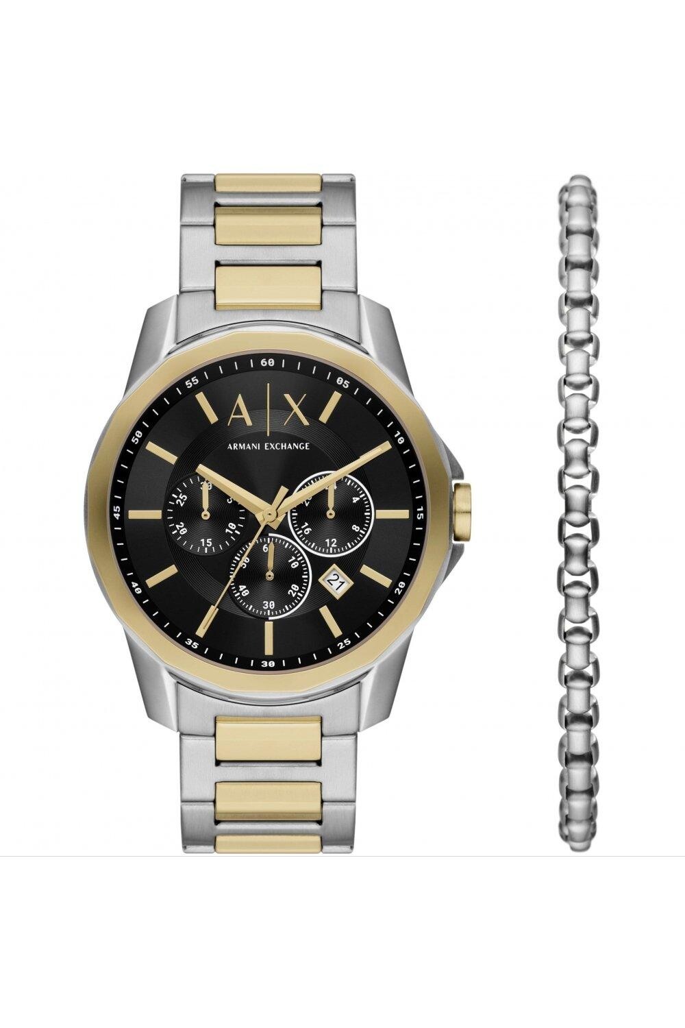 

Модные аналоговые кварцевые часы из нержавеющей стали - Ax7148Set Armani Exchange, черный