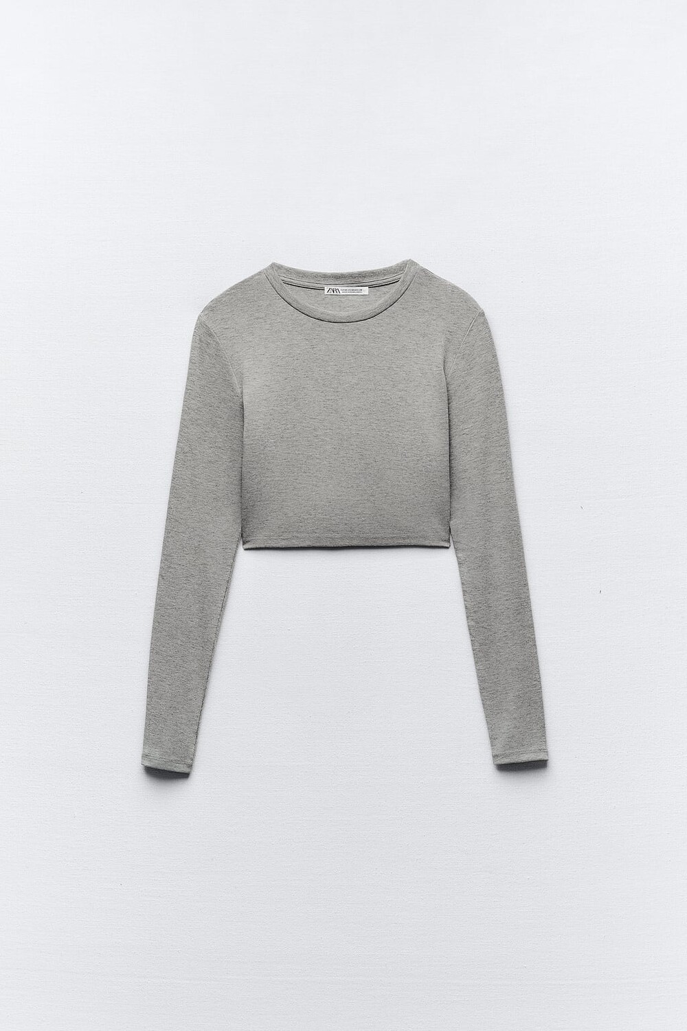 

Укороченная футболка из хлопка и модала ZARA, серый мергель