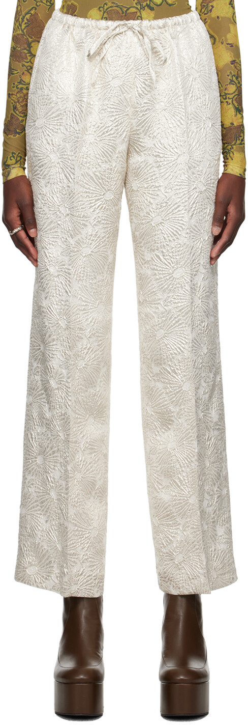 

Серебряные брюки с цветочным принтом Dries Van Noten, Серый
