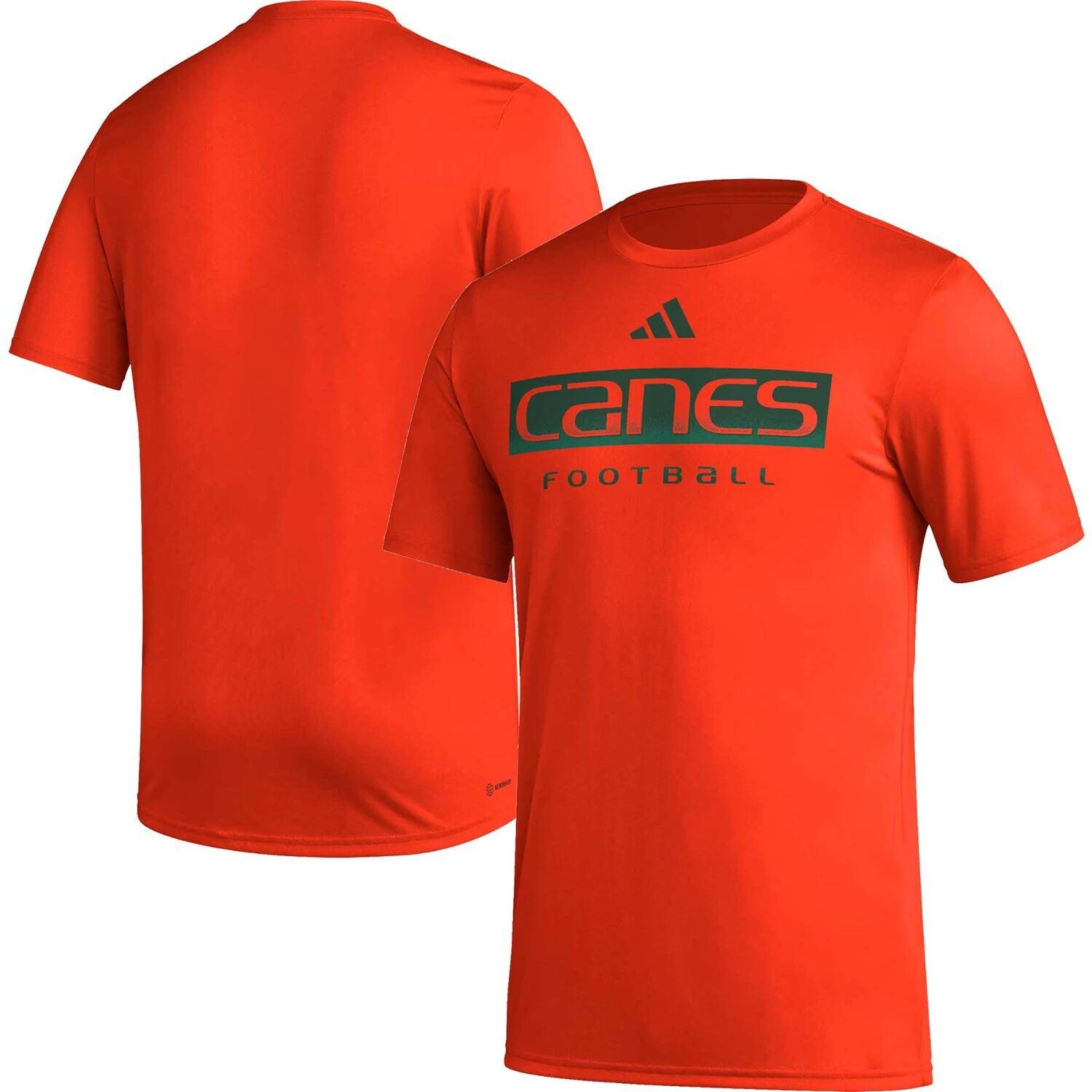 

Мужская футболка adidas Orange Miami Hurricanes Football Practice AEROREADY Pregame
