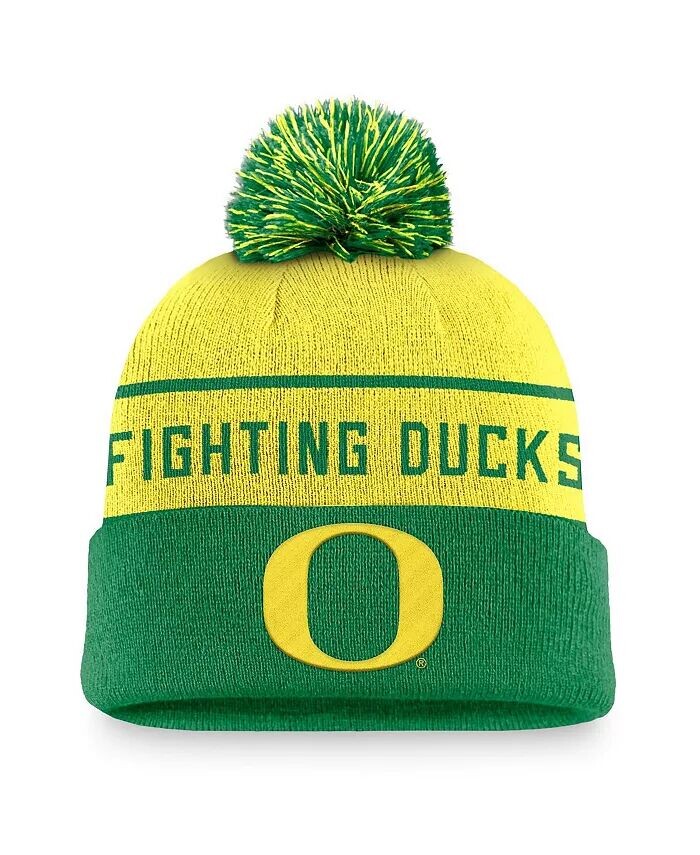 

Мужская желто-зеленая вязаная шапка с манжетами и помпоном Oregon Ducks Local Peak Nike, зеленый