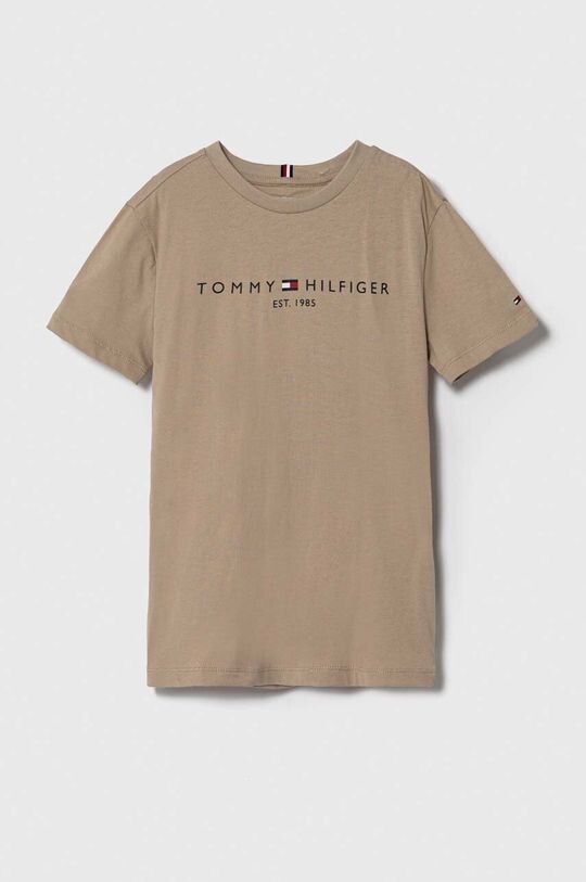 Детская хлопковая футболка Tommy Hilfiger, бежевый