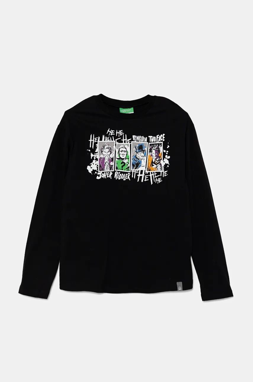 

Хлопковая рубашка с длинными рукавами United Colors of Benetton для мальчиков, черный