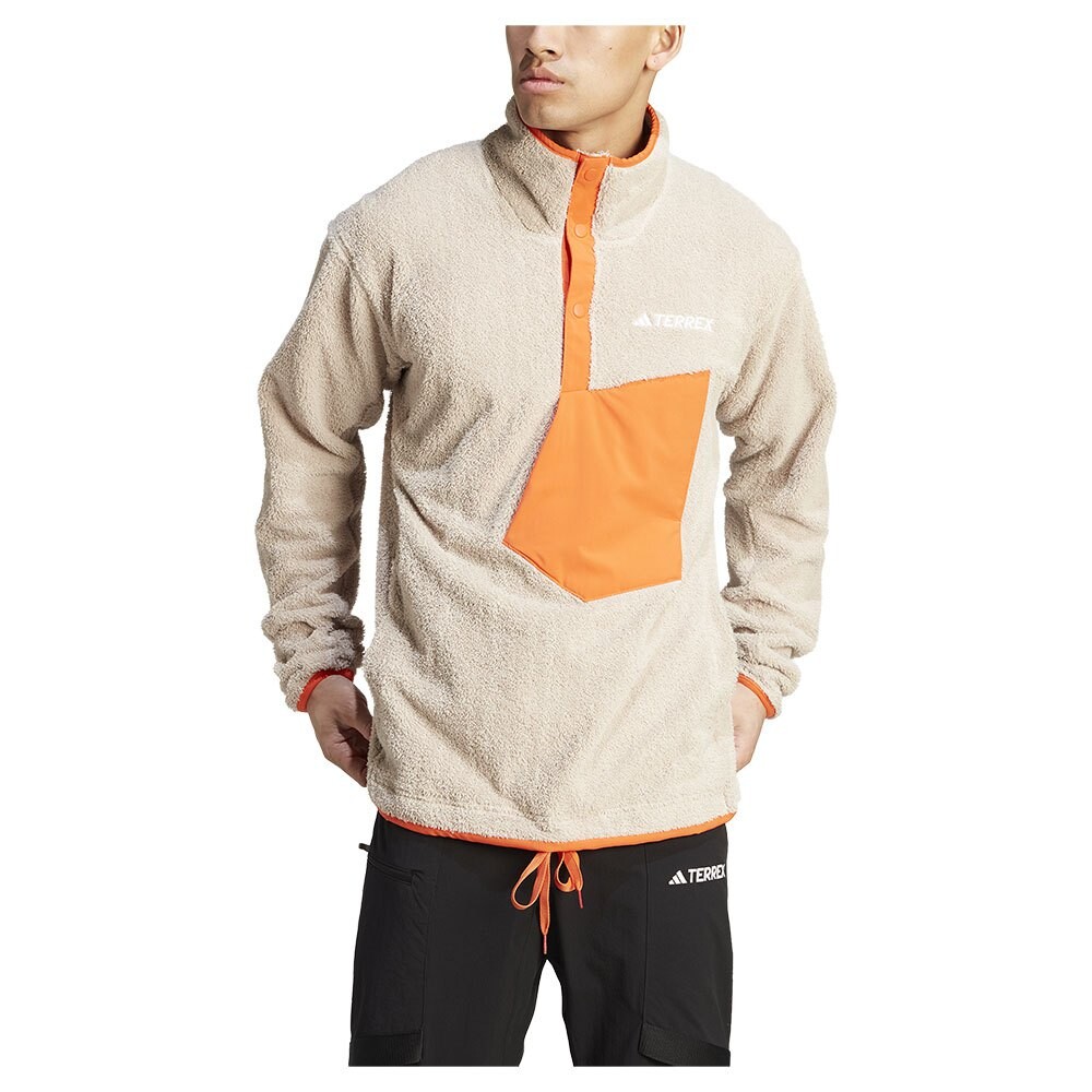 

Толстовка на молнии adidas Organiser Xploric High-Pile-Fleece Pullover, бежевый