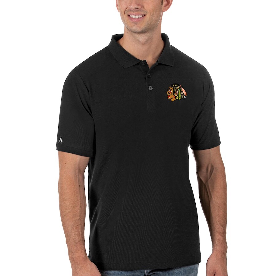 

Поло с коротким рукавом Antigua Chicago Blackhawks, черный