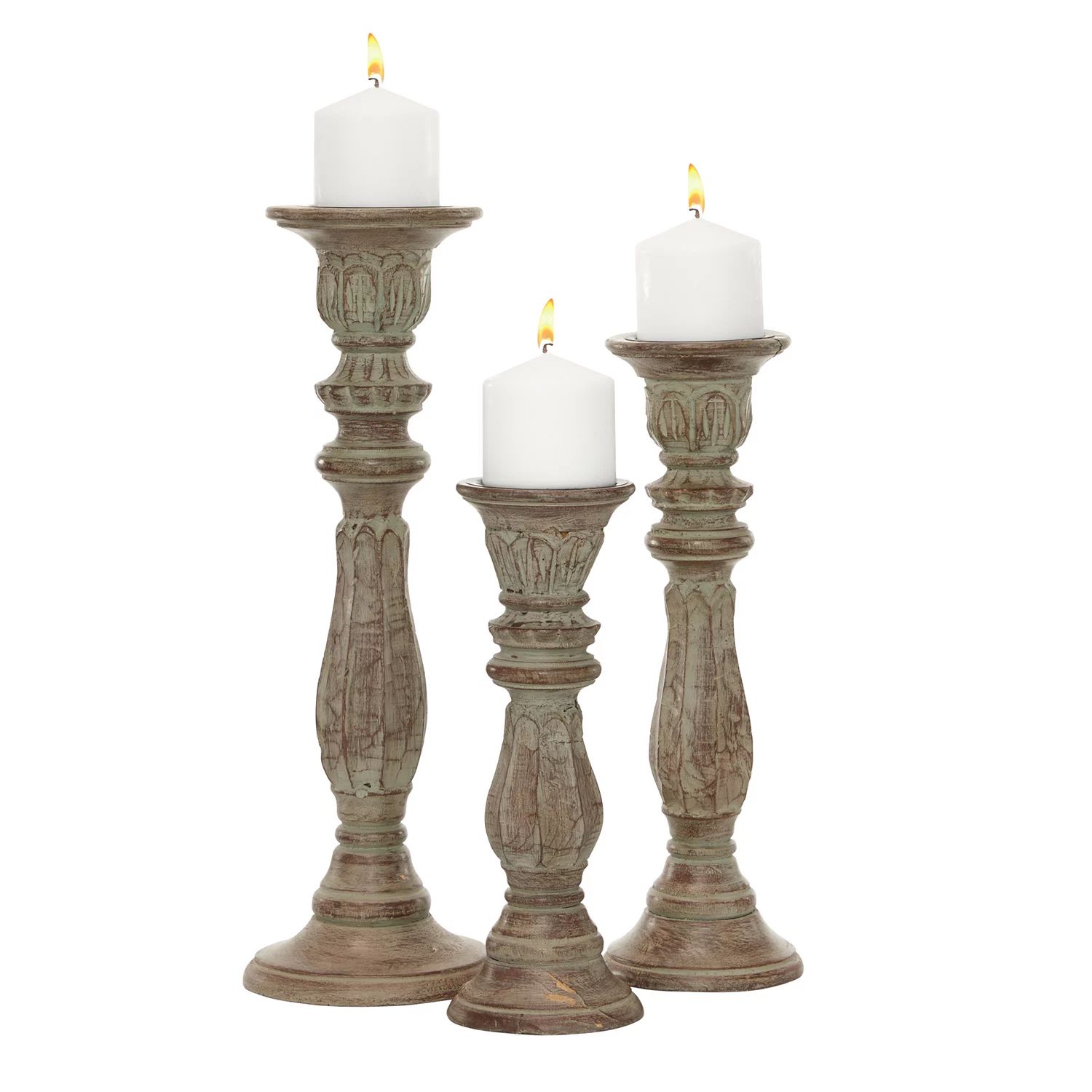 Stella & Eve, набор из 3 предметов, подсвечники с серой отделкой, декор для стола традиционные деревянные подсвечники stella