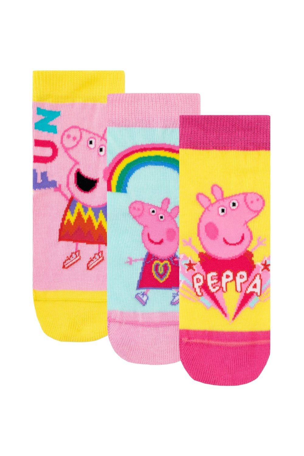 набор подарочный 3 в 1 свинка пеппа Набор носков Rainbow Fun, 3 шт. Peppa Pig, розовый