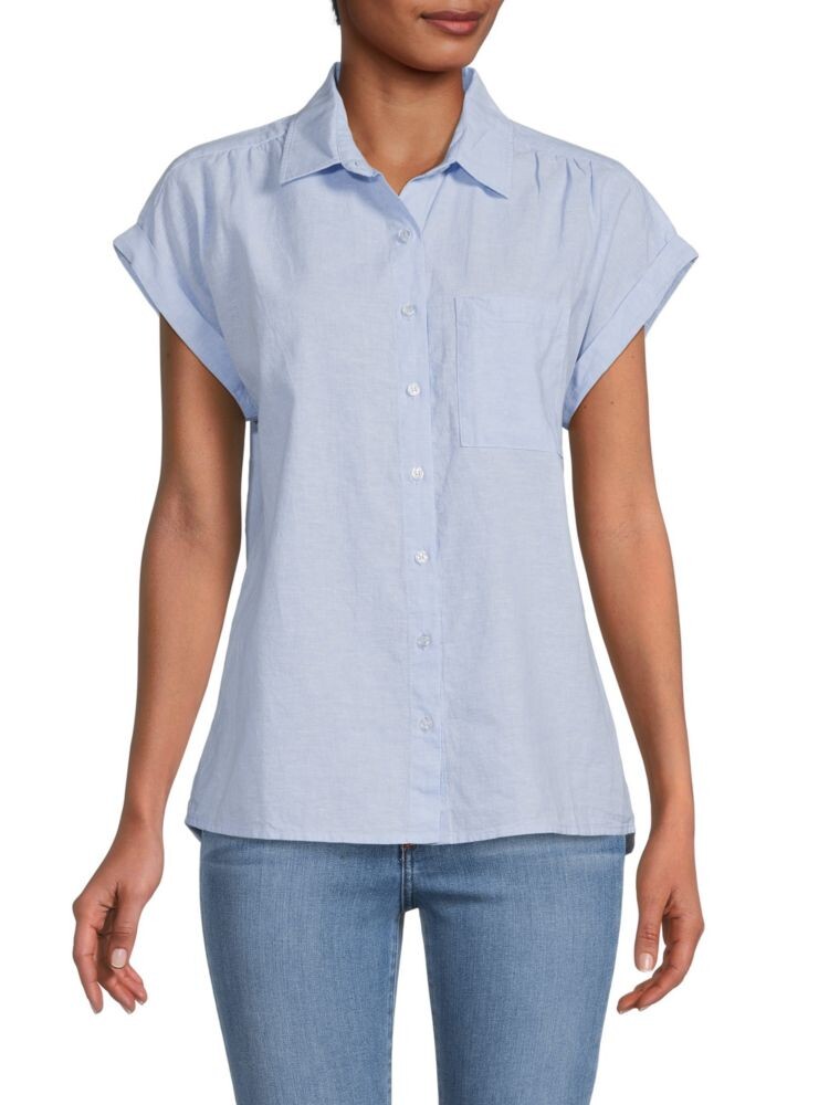 

Рубашка из смесового льна Saks Fifth Avenue, цвет Chambray