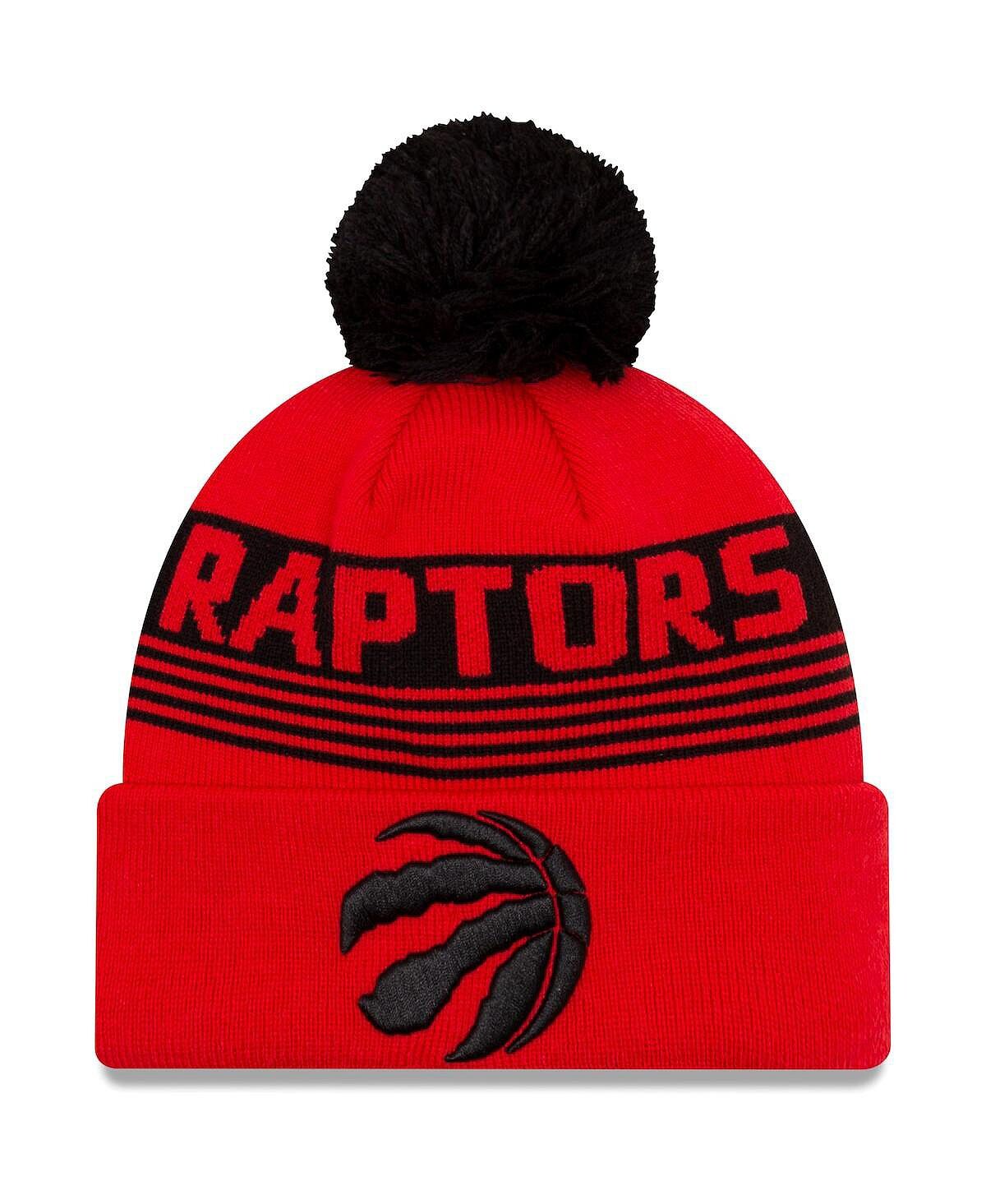 

Мужская красная вязаная шапка с манжетами и помпоном Toronto Raptors New Era