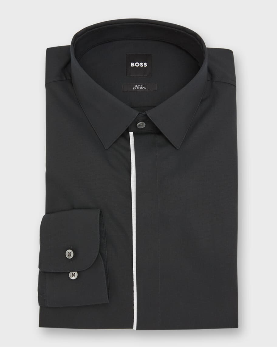 

Мужская классическая рубашка Slim Fit с обтянутой планкой для торжеств BOSS