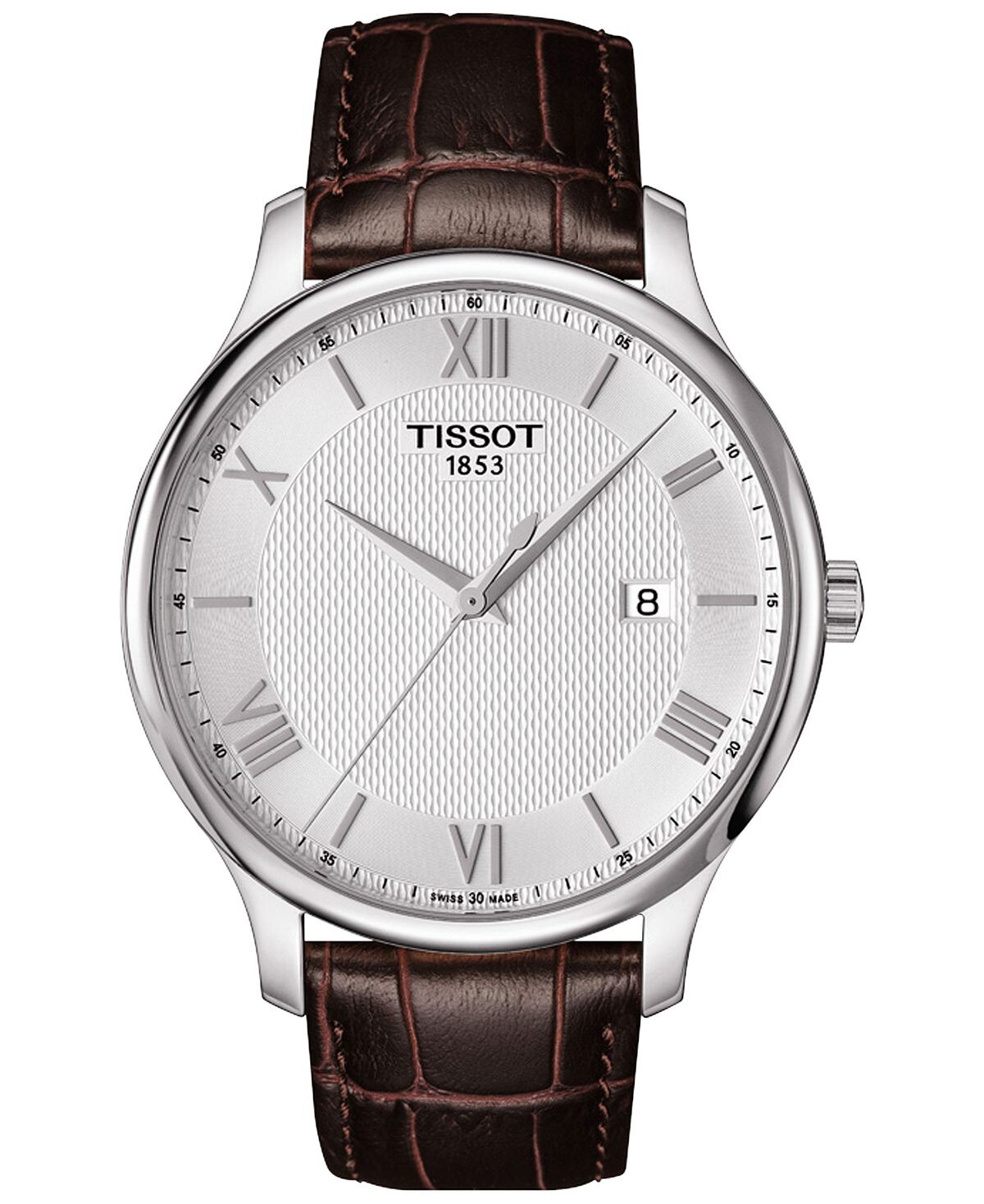 

Мужские часы Swiss Tradition с коричневым кожаным ремешком, 42 мм Tissot