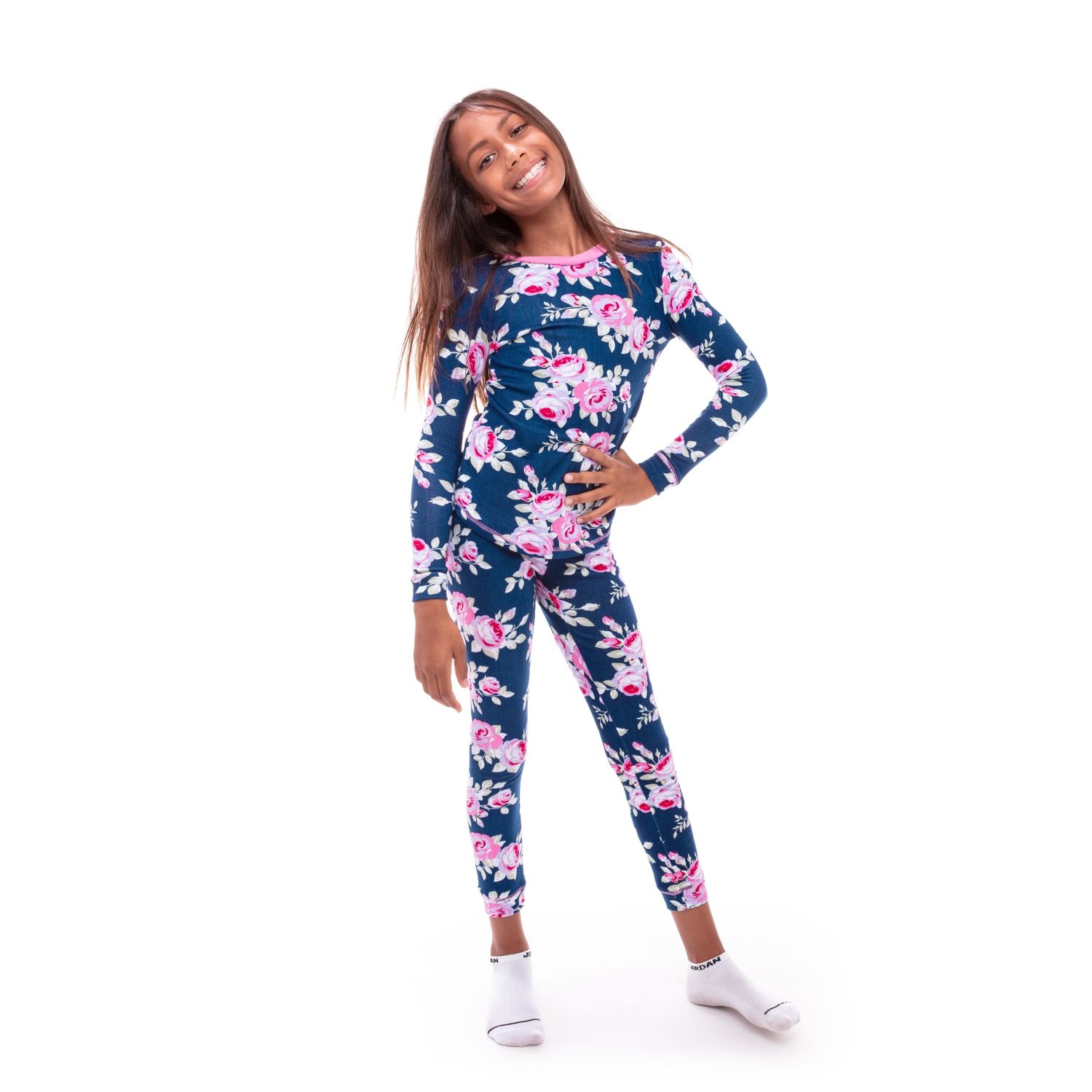 Очень мягкий, плотно прилегающий пижамный комплект для сна для девочек Sleep On It с цветущими розами и двумя предметами Sleep on it
