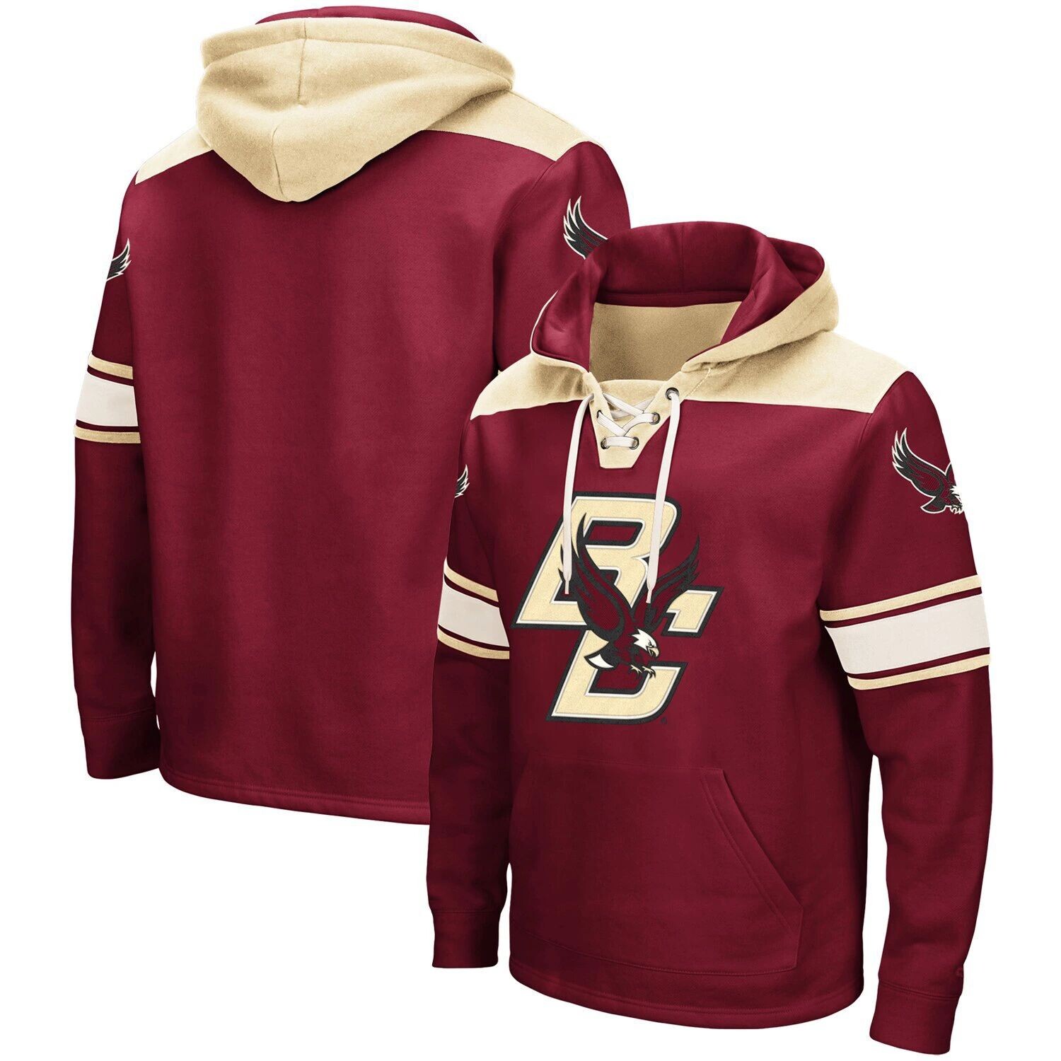

Мужской бордовый пуловер с капюшоном Boston College Eagles 2.0 на шнуровке Colosseum, Красный