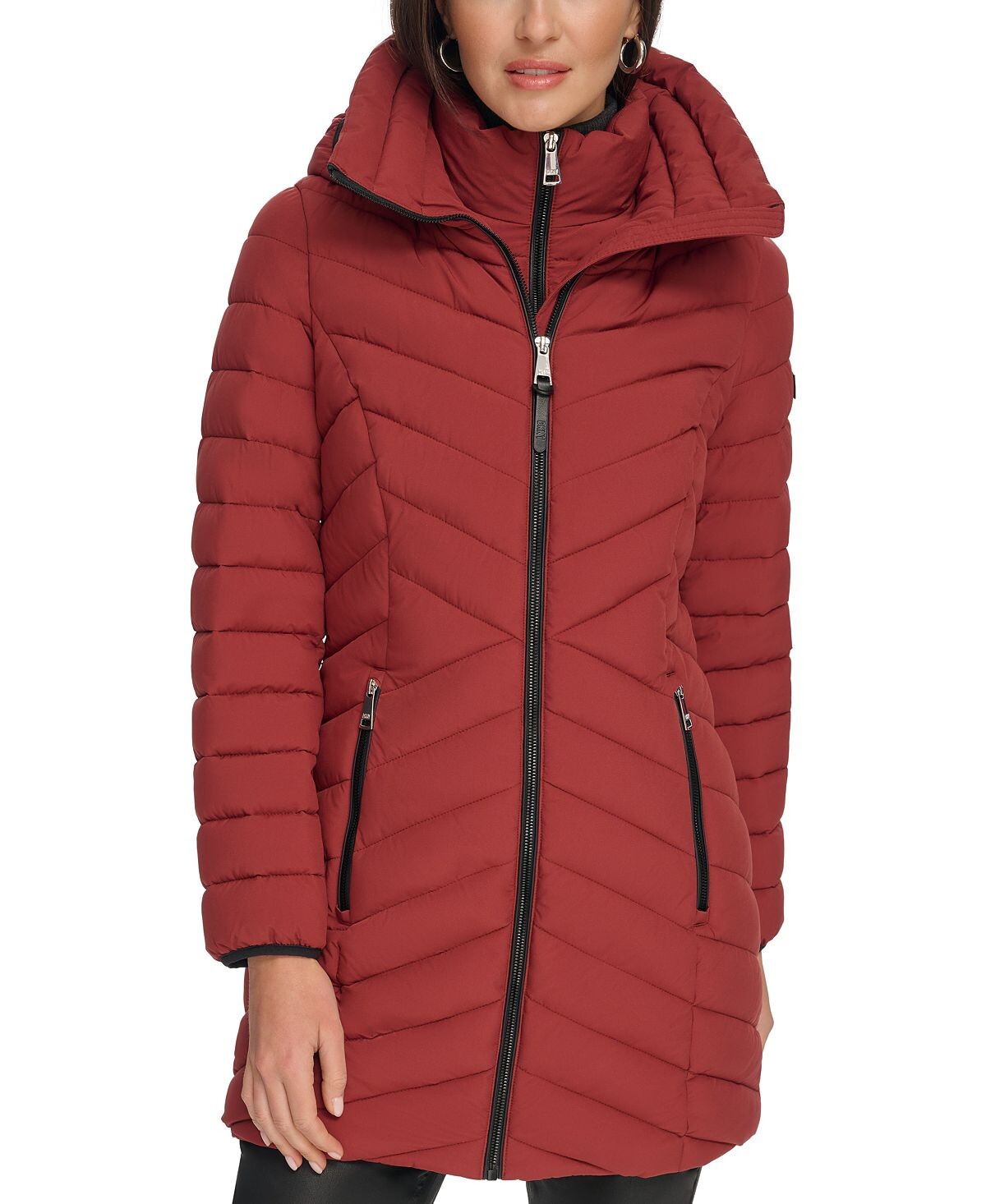 

Женский компактный пуховик с капюшоном DKNY