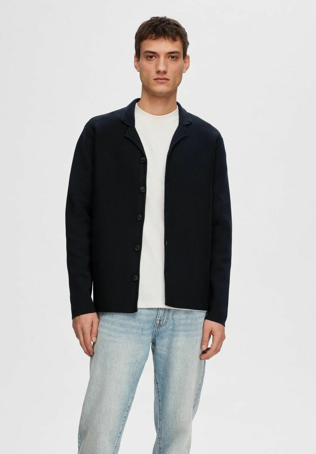 

Кардиган Cuban Collar Selected, цвет sky captain