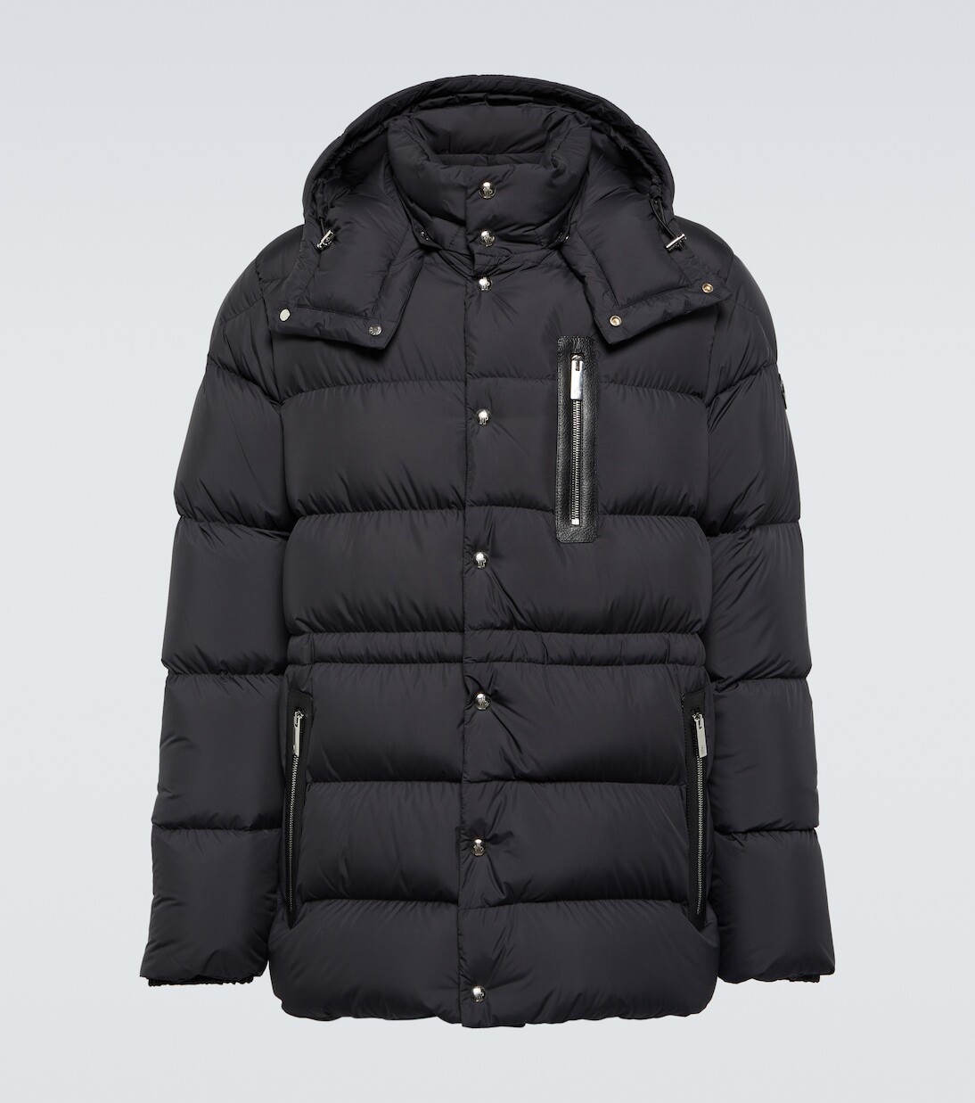 

Пуховик bauges с кожаной отделкой Moncler, черный