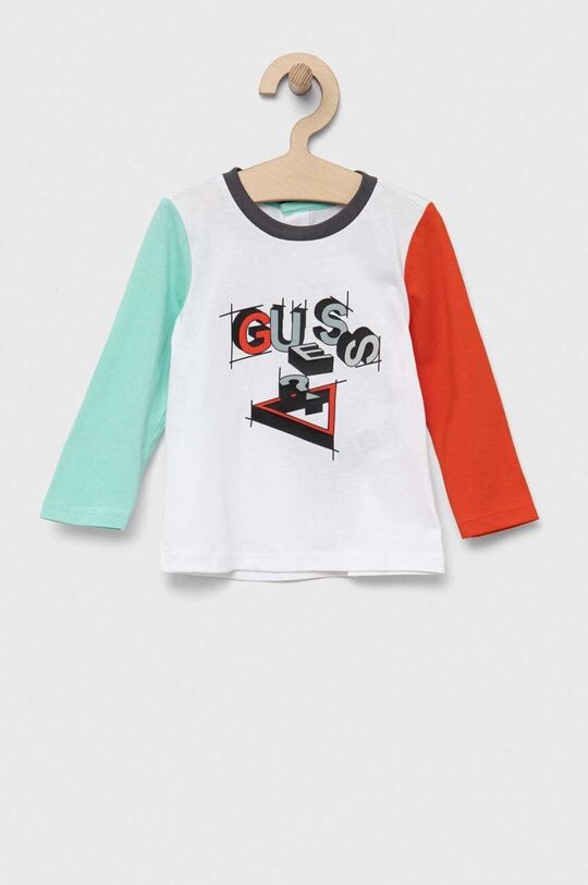 

Хлопковая рубашка Guess с длинными рукавами для малышей, белый