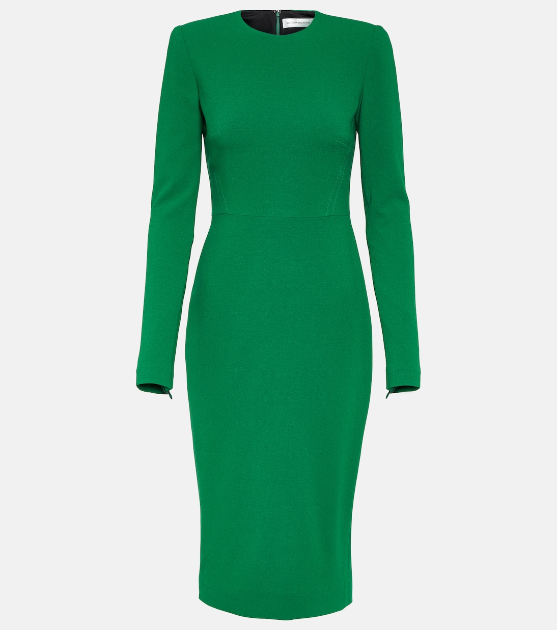 Платье миди из смесовой шерсти Victoria Beckham, зеленый