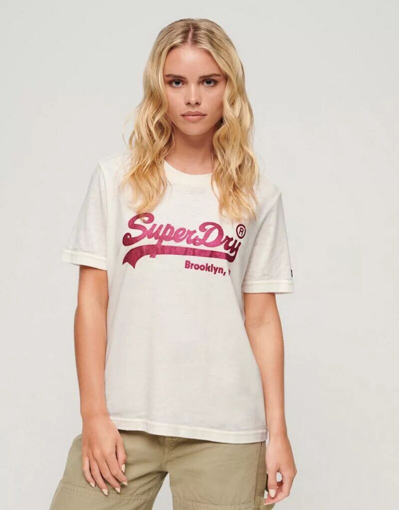 

Белая футболка Superdry с винтажным логотипом