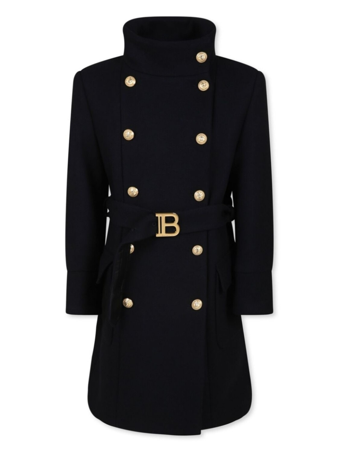 

Balmain Kids пальто из смесовой шерсти с логотипом, черный