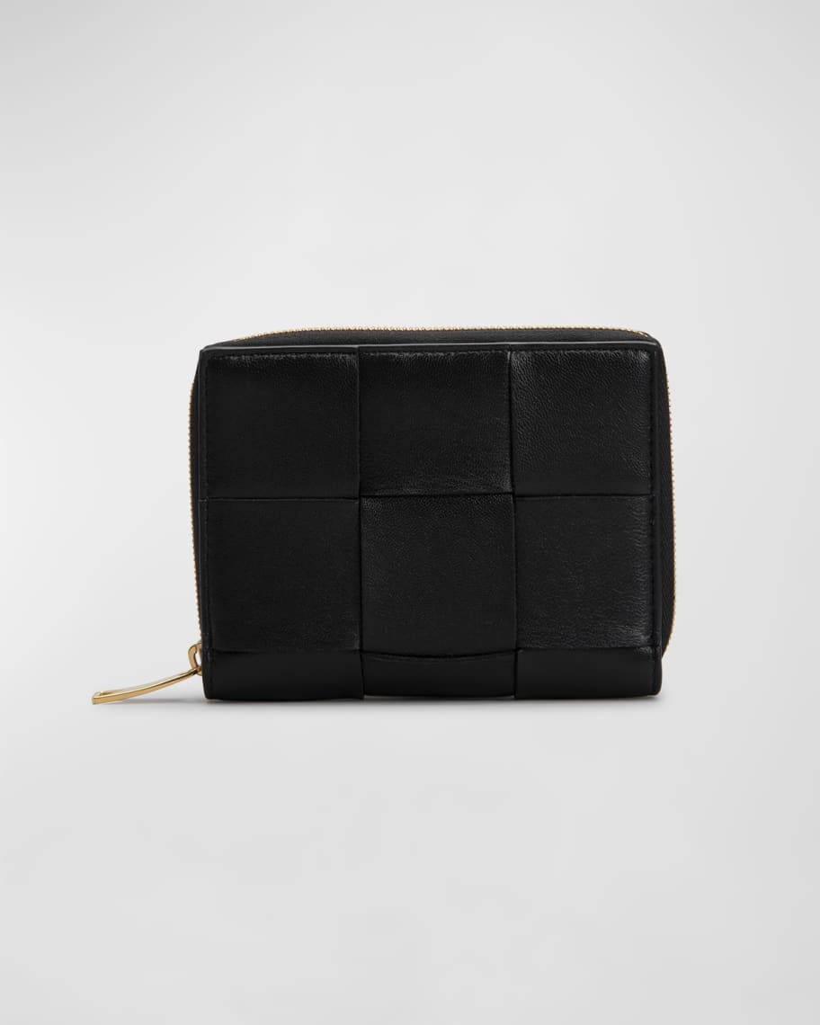 

Кошелек на молнии из плетеной кожи ягненка Bottega Veneta
