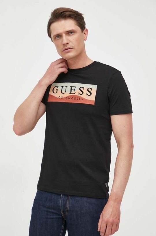 

Хлопковая футболка Guess, черный