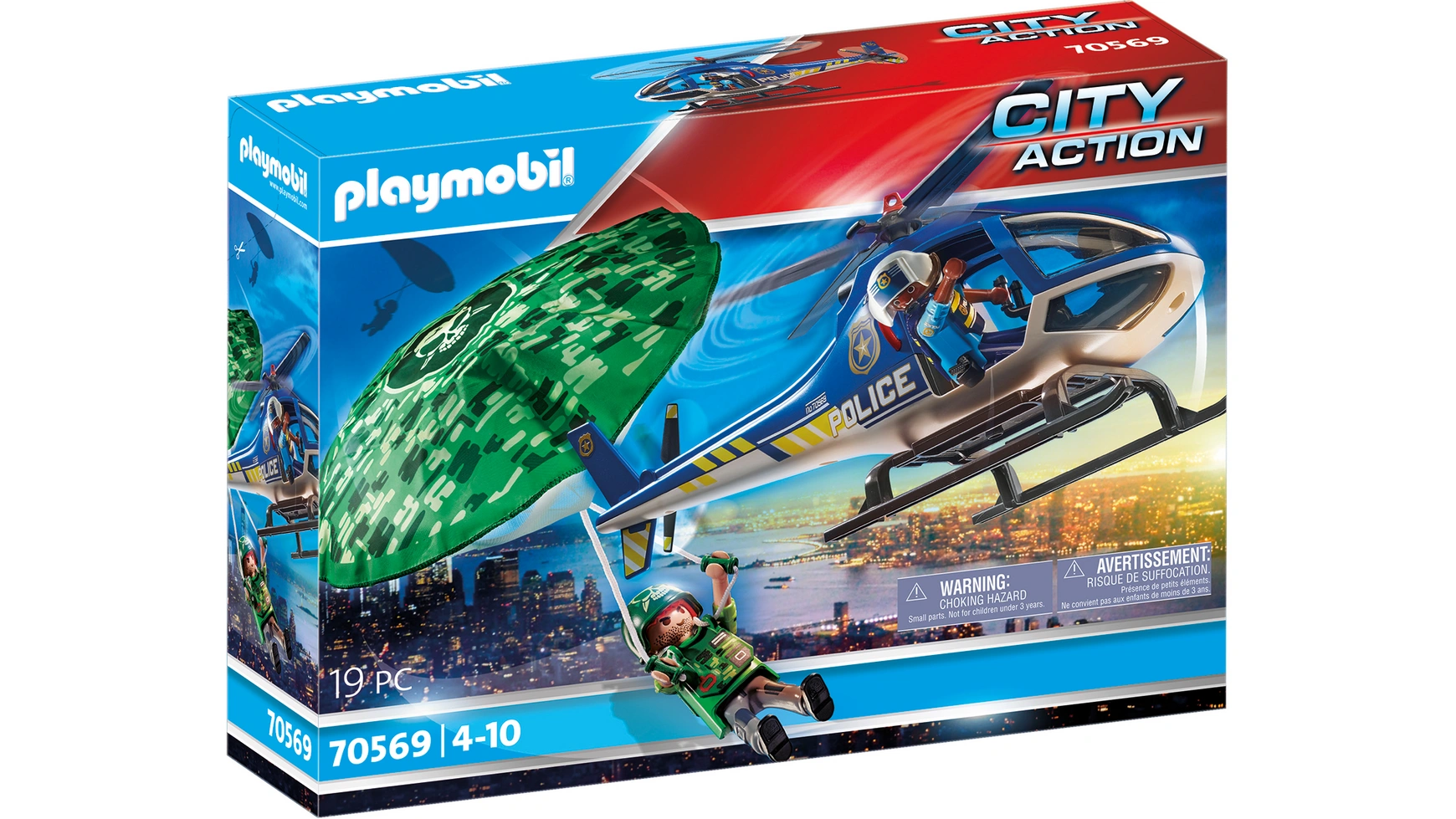 City action полицейский вертолет: погоня с парашютом Playmobil цена и фото