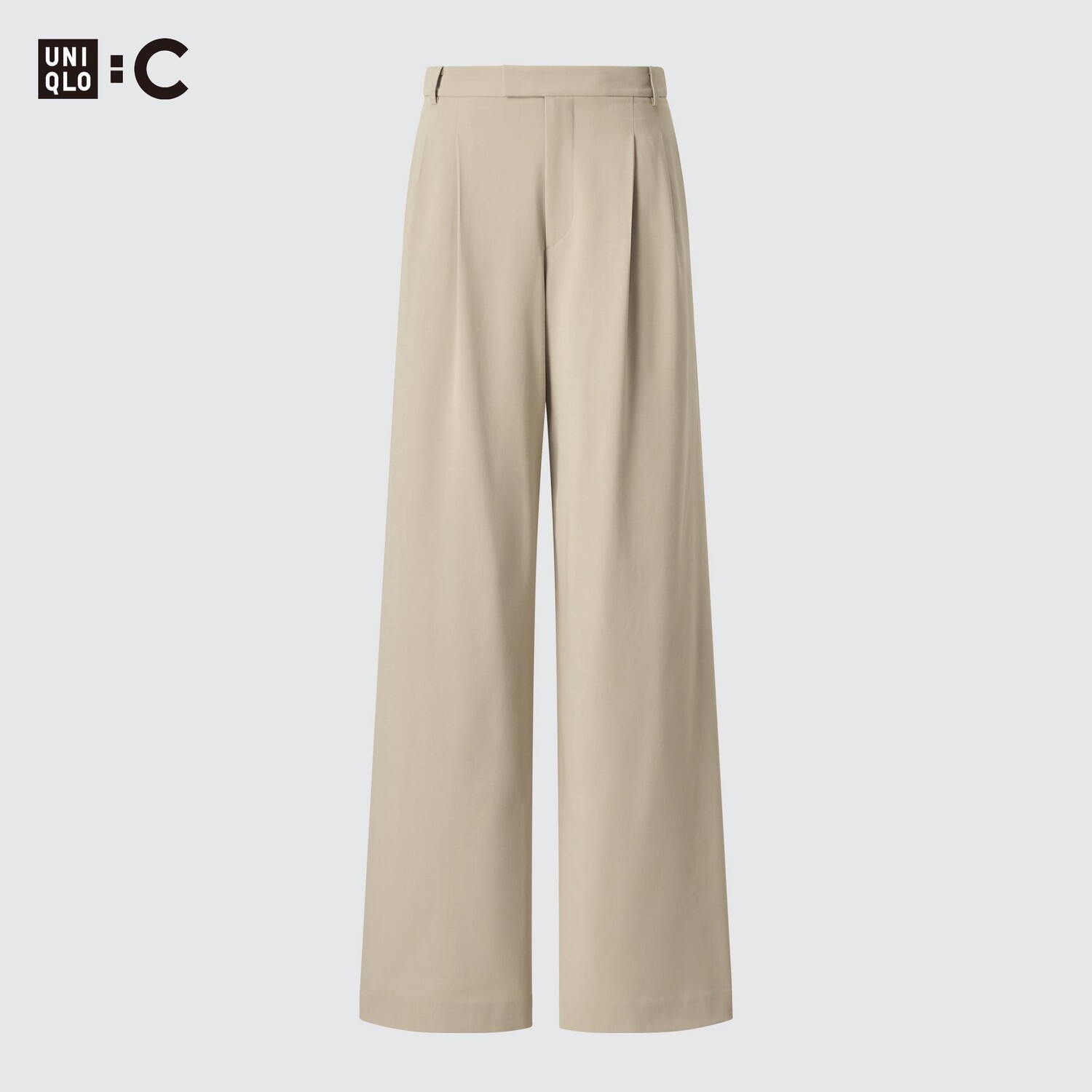 

Широкие брюки с плиссами UNIQLO, бежевый