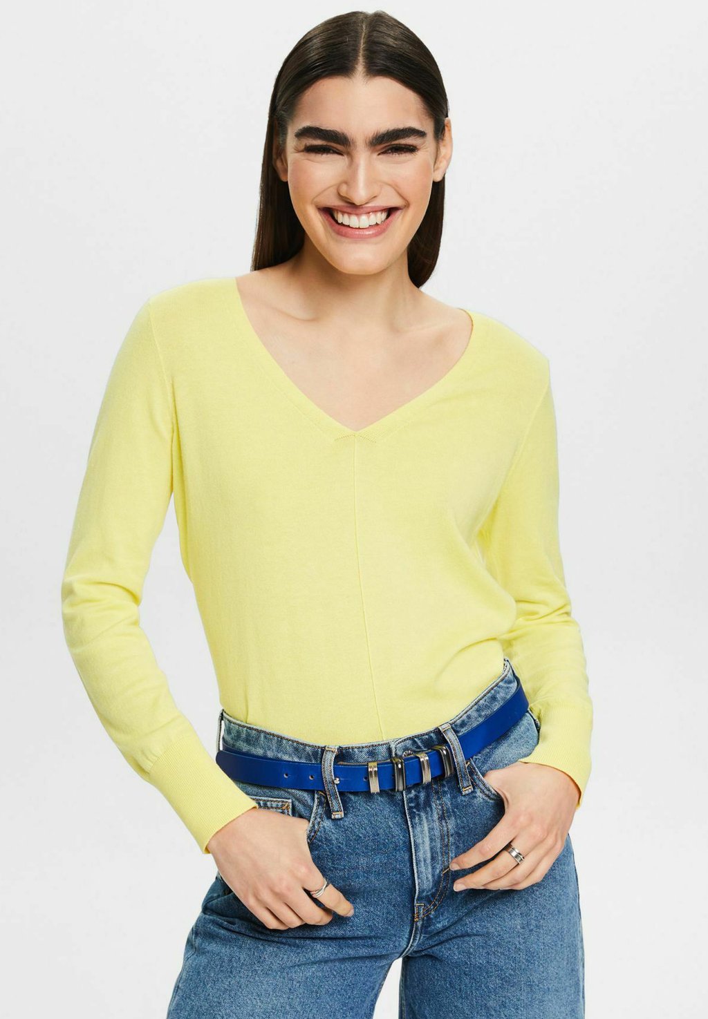 Свитер Mit V-Ausschnitt Esprit, цвет pastel yellow свитер mit v ausschnitt cecil бежевый