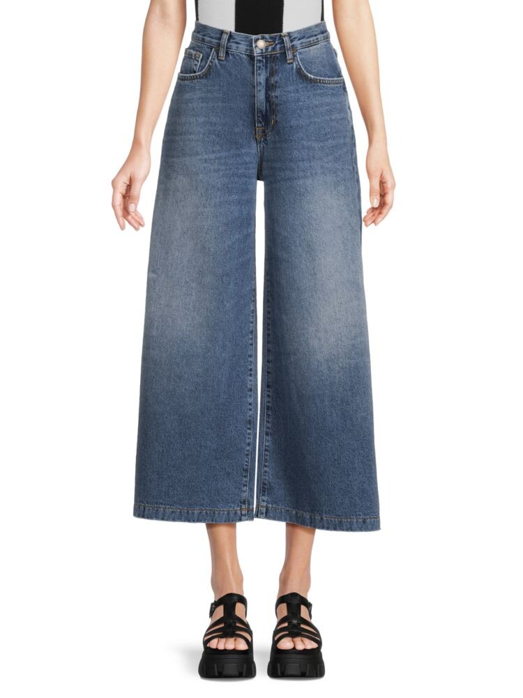 

Широкие укороченные джинсы Current Elliot, цвет Bromes Blue