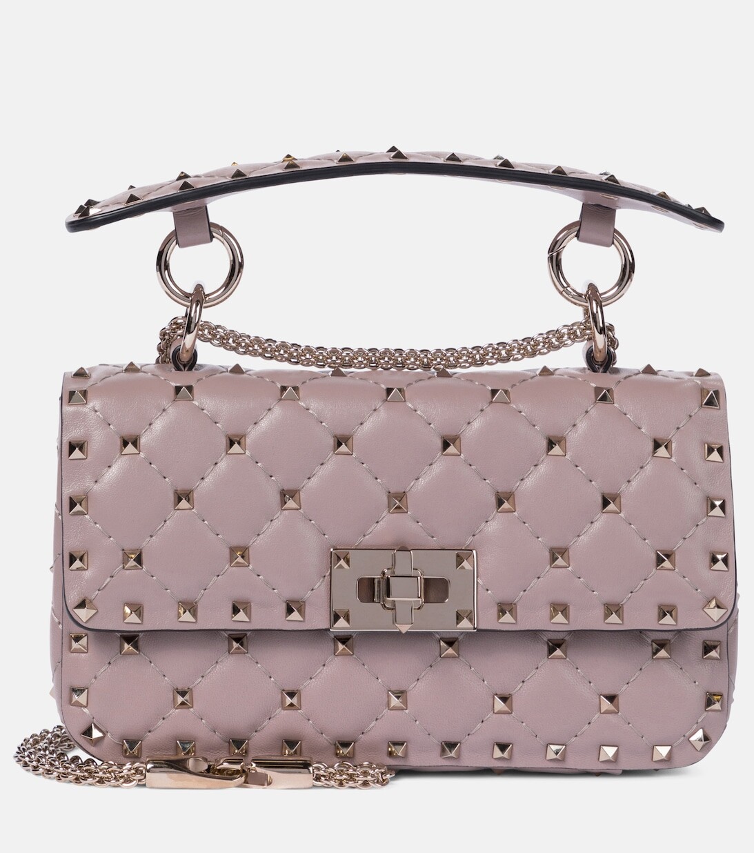 

Valentino Garavani Rockstud Spike Маленькая кожаная сумка через плечо Valentino Garavani, розовый