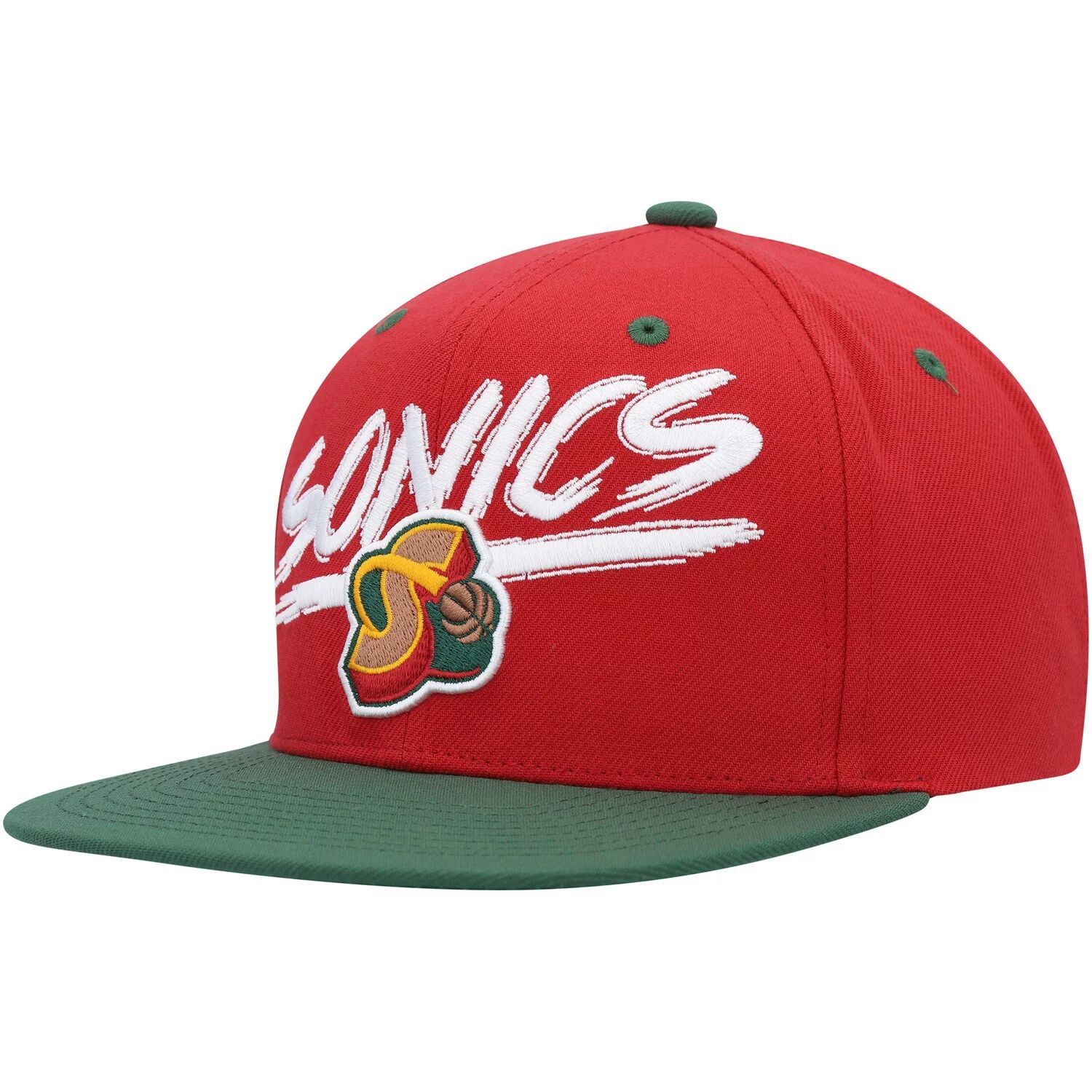 

Мужская кепка Mitchell & Ness Red/Green Seattle SuperSonics Hardwood Classics Soul Transcript Snapback Hat