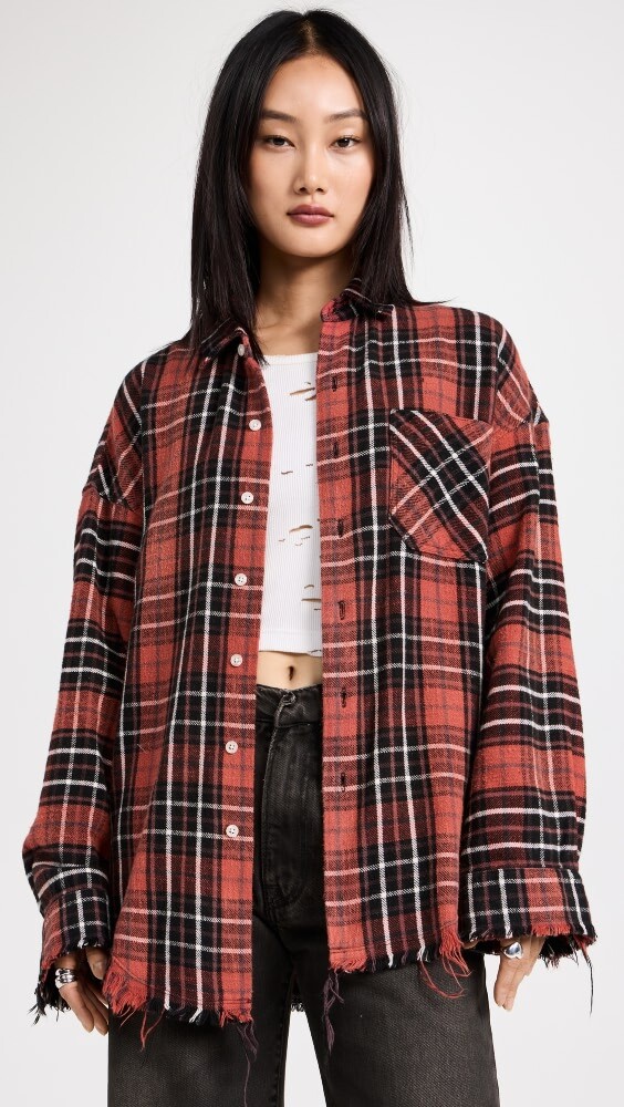 

Рубашка R13 Long Sleeve Boxy Work, красный