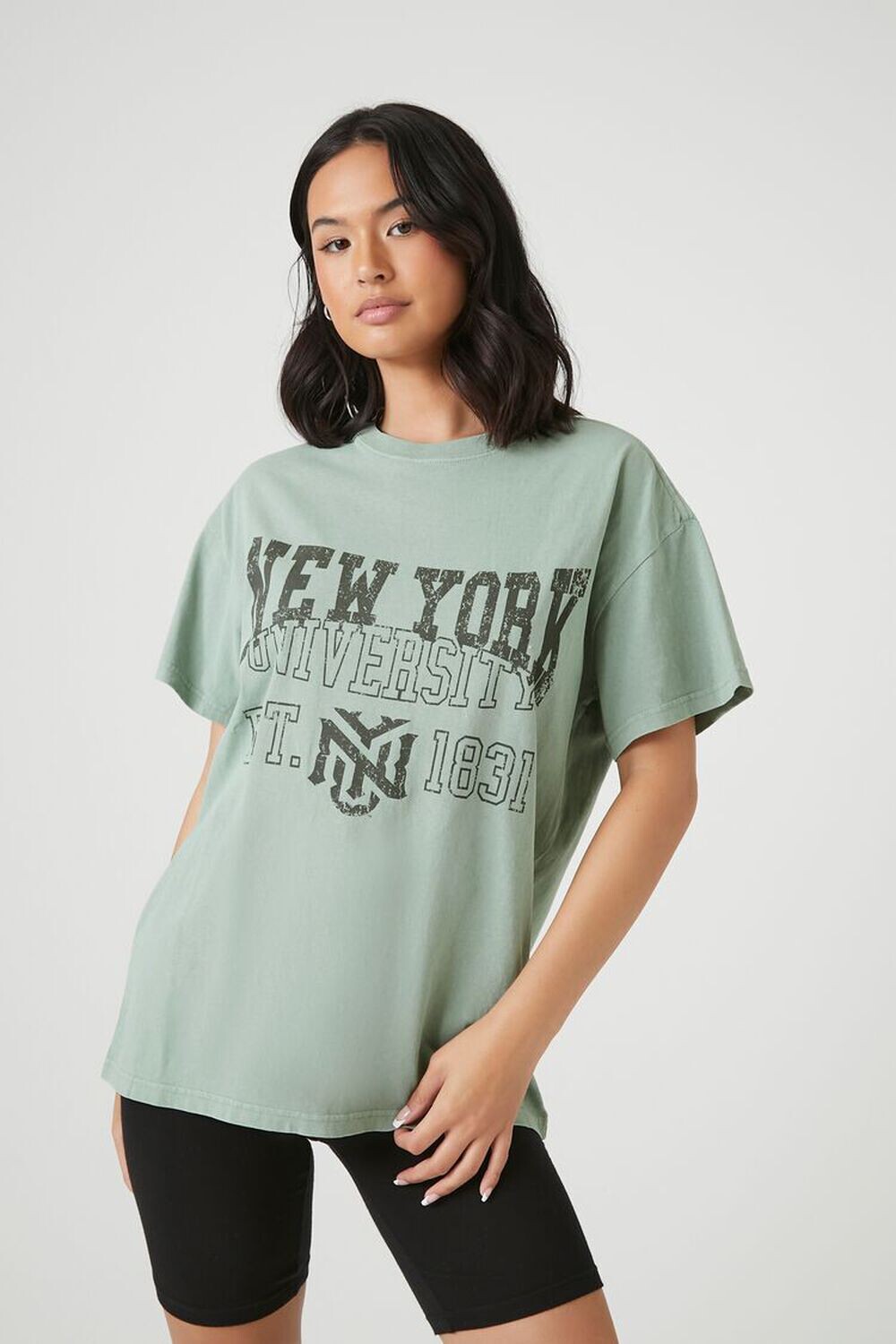 

Футболка с рисунком Нью-Йоркского университета Forever 21, зеленый