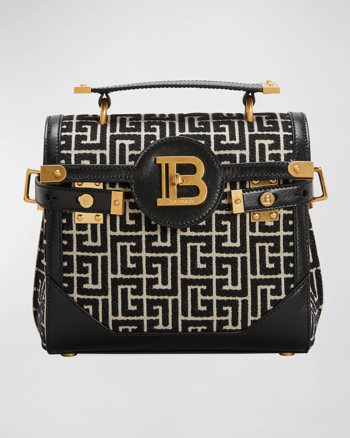 

Сумка BBUzz 23 с верхней ручкой из жаккарда Monogram Balmain, цвет Ivoire/Noir