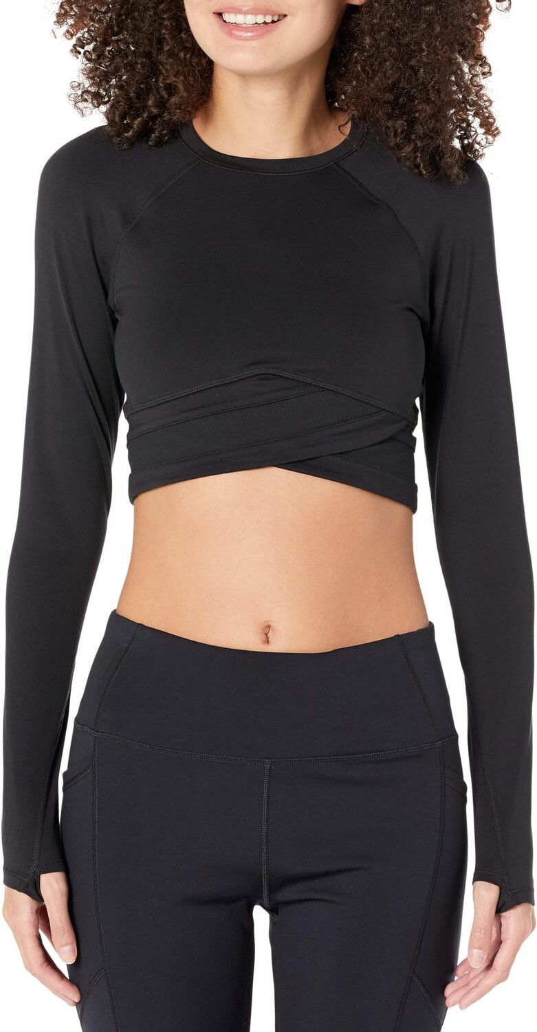 

Топ на весь день с запахом на талии и длинными рукавами Sweaty Betty, черный