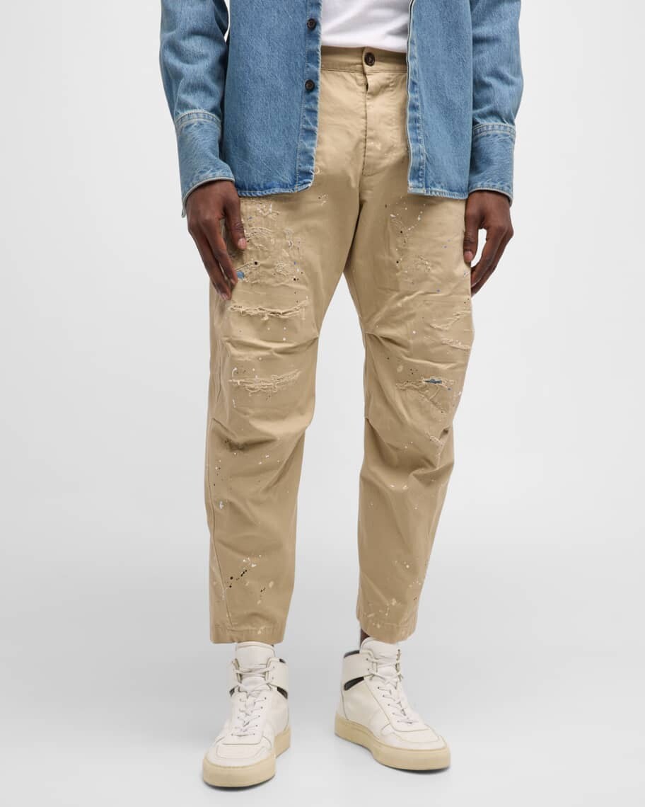 

Мужские рваные брюки Skipper с эффектом брызг краски Dsquared2, Коричневый