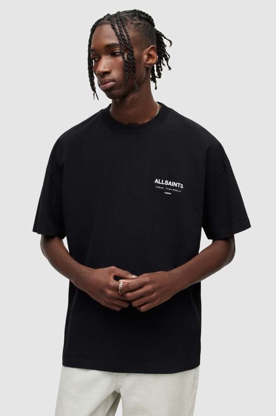 Хлопковая футболка AllSaints, черный