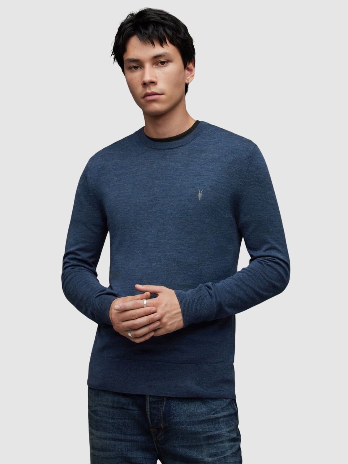 

Джемпер Mode Merino с круглым вырезом AllSaints, солнечный синий мергель