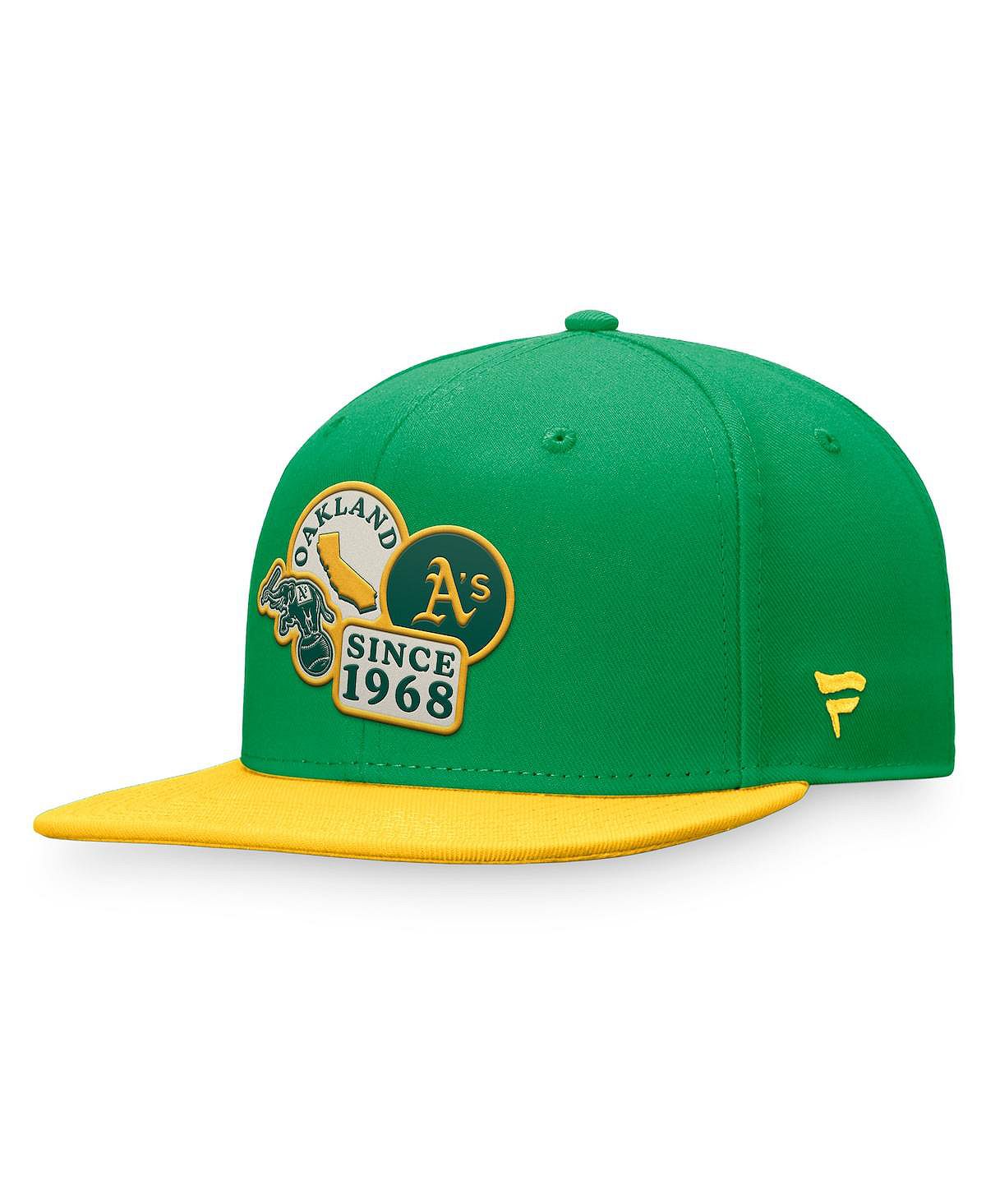 

Мужская облегающая шляпа с фирменной нашивкой Kelly Green Oakland Athletics Heritage Fanatics