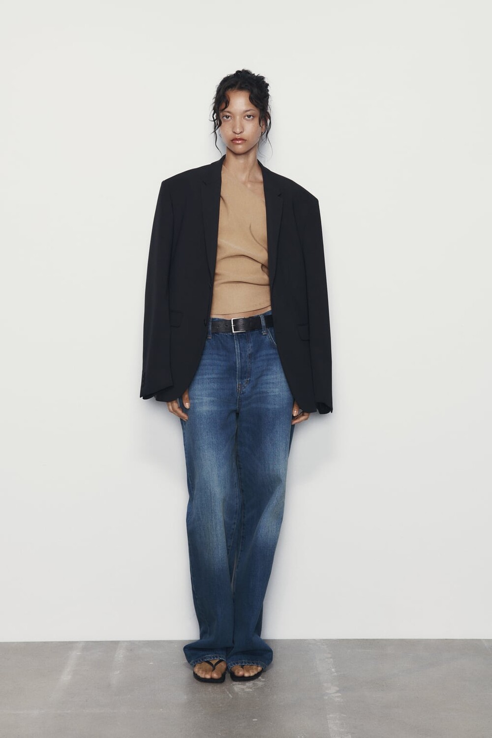 

Асимметричный топ с драпировкой ZARA, коричневый