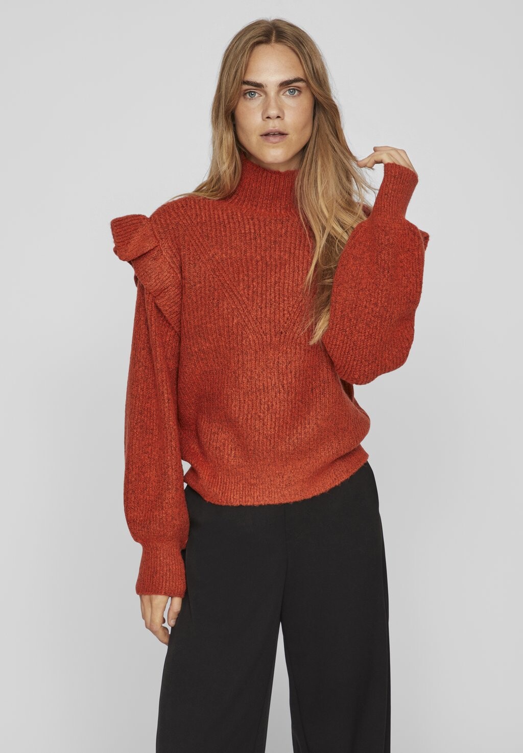 

Свитшот VILA VIBOOBA FRILL BF, цвет tigerlily