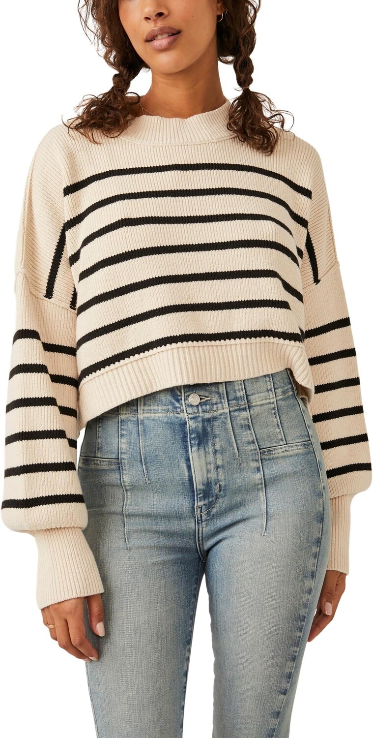 

Укороченный пуловер Stripe Easy Street Free People, цвет Pearl Combo