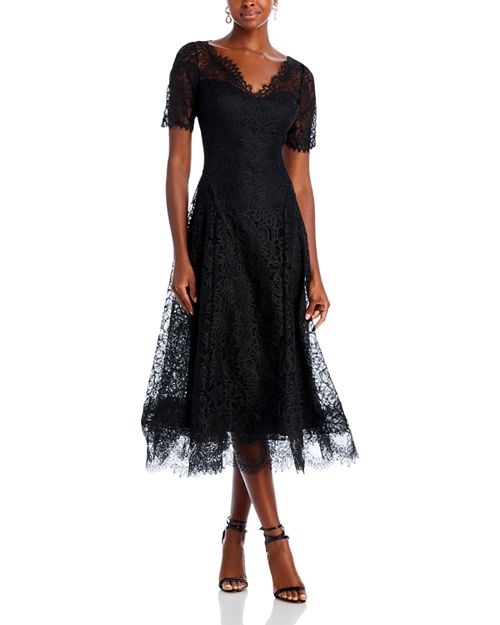 Кружевное платье-миди Teri Jon by Rickie Freeman, цвет Black