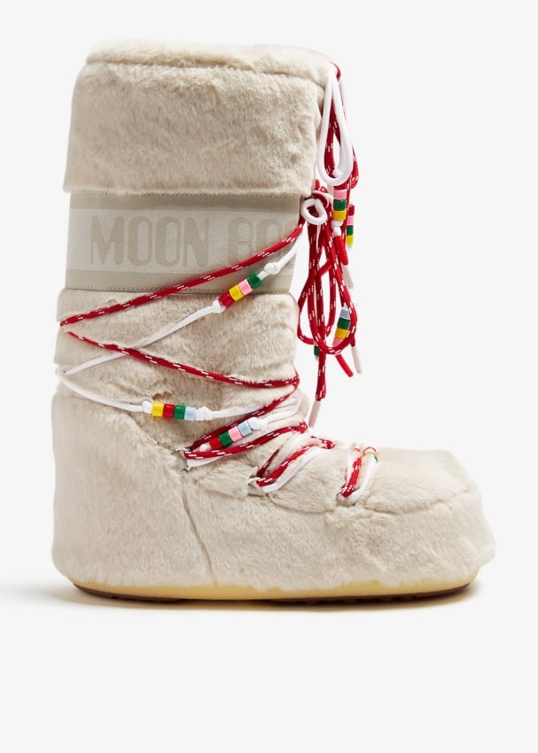 цена Ботинки Moon Boot Icon Faux Fur Bead, бежевый