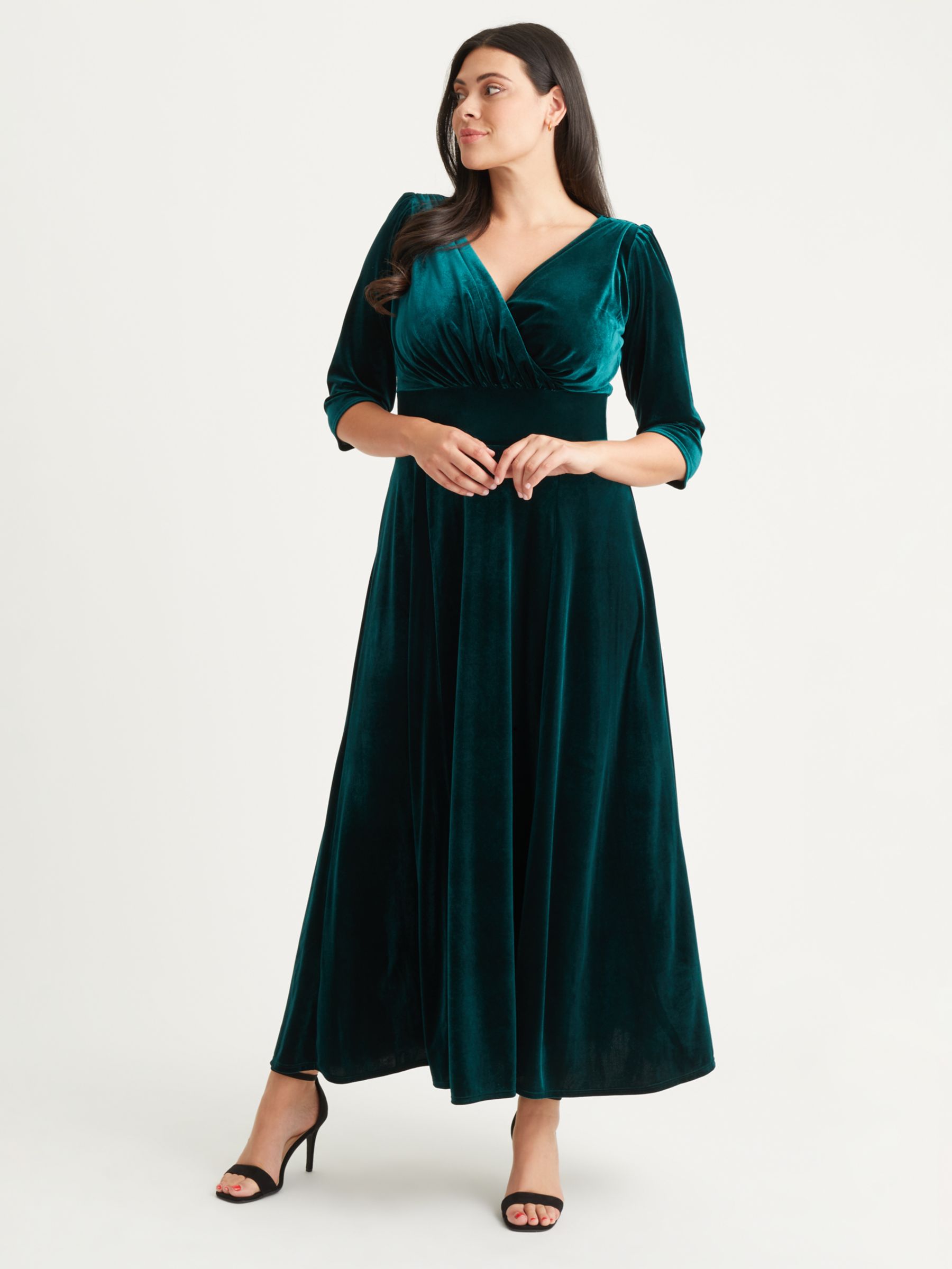 Бархатное платье макси Verity Scarlett & Jo, темно-зеленый фото