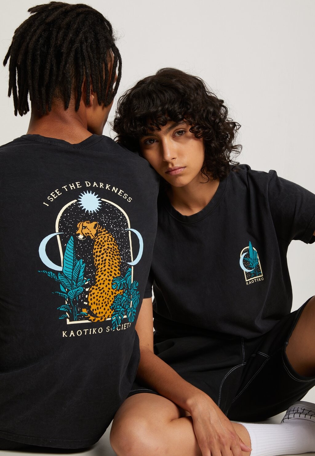 

Футболка с принтом WASHED LEOPARD Kaotiko, черный