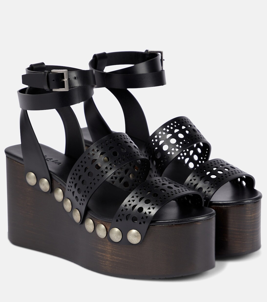 

Кожаные босоножки на танкетке Alaïa, синий